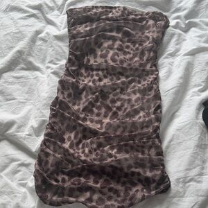 Leopard Print Strapless Dress